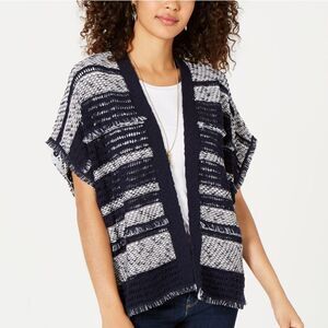 ✨Navy Striped Fringed Short Sleeve Top✨